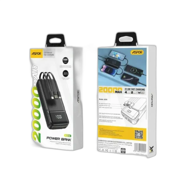 Aspor A316 20000mAh 22.5W Portable Power Bank